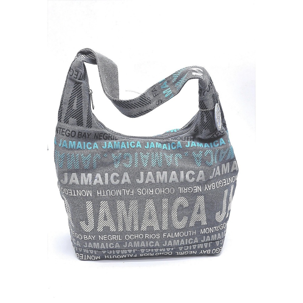 Robin Ruth Bluish Gray and Teal 'Jamaica' Pattern Shoulder Bag - Picture 2 of 10